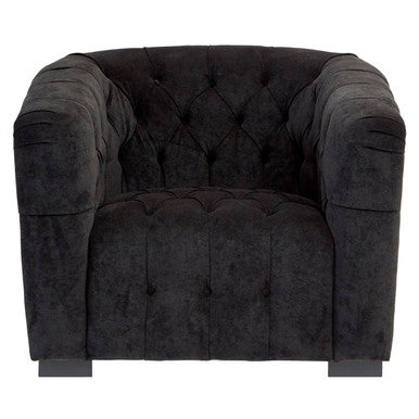 Fenton Black Fabric Armchair with Button Tufted Detail