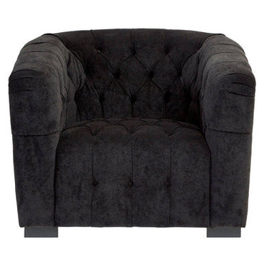 Fenton Black Fabric Armchair with Button Tufted Detail
