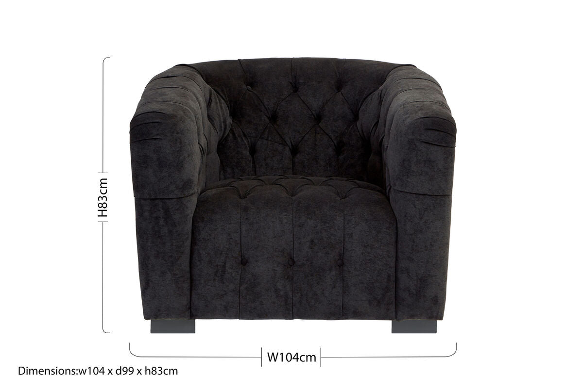 Fenton Black Fabric Armchair with Button Tufted Detail