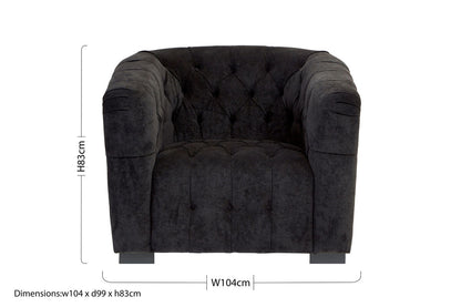 Fenton Black Fabric Armchair with Button Tufted Detail