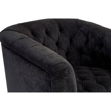 Fenton Black Fabric Armchair with Button Tufted Detail