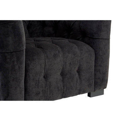 Fenton Black Fabric Armchair with Button Tufted Detail