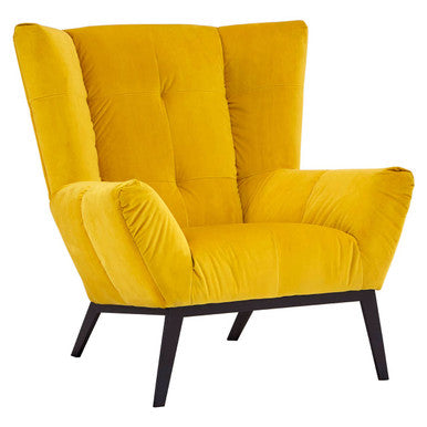 Maiko Yellow Fabric Armchair with Stitched Detail