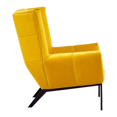 Maiko Yellow Fabric Armchair with Stitched Detail