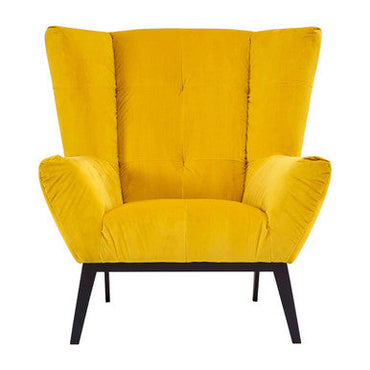 Maiko Yellow Fabric Armchair with Stitched Detail