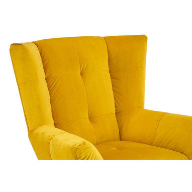Maiko Yellow Fabric Armchair with Stitched Detail