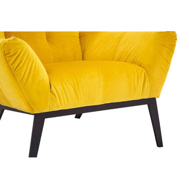 Maiko Yellow Fabric Armchair with Stitched Detail