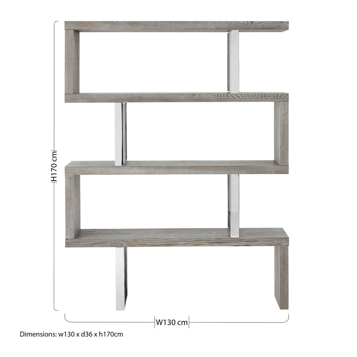 Grey Elm Wood 4 Tier Bookshelf | Ulmus