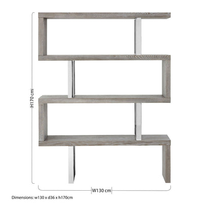 Grey Elm Wood 4 Tier Bookshelf | Ulmus