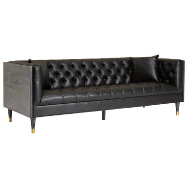 3 Seater Black Faux Leather Sofa | Raven
