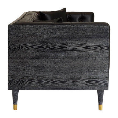 3 Seater Black Faux Leather Sofa | Raven