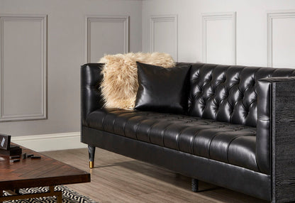 3 Seater Black Faux Leather Sofa | Raven