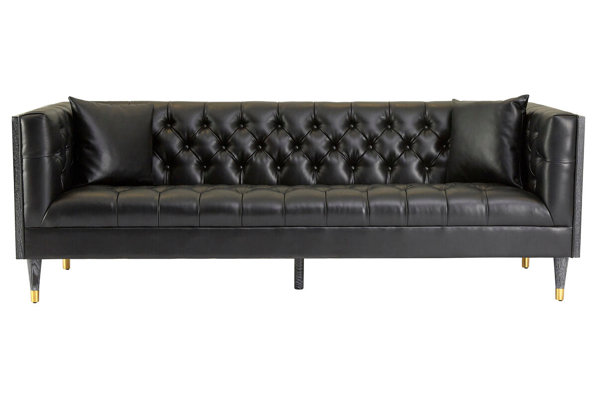 3 Seater Black Faux Leather Sofa | Raven