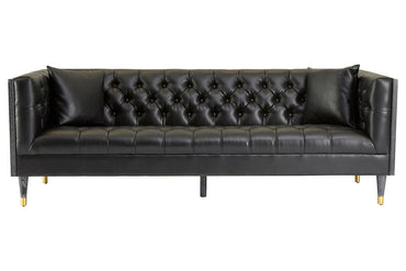3 Seater Black Faux Leather Sofa | Raven