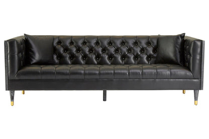 3 Seater Black Faux Leather Sofa | Raven
