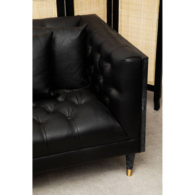 3 Seater Black Faux Leather Sofa | Raven