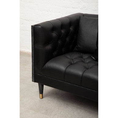 3 Seater Black Faux Leather Sofa | Raven