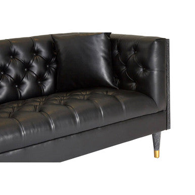 3 Seater Black Faux Leather Sofa | Raven