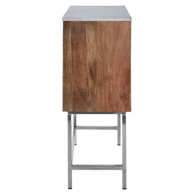Marble and Mango Wood Geometric Design Cabinet | Nirav