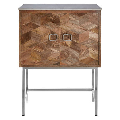 Marble and Mango Wood Geometric Design Cabinet | Nirav