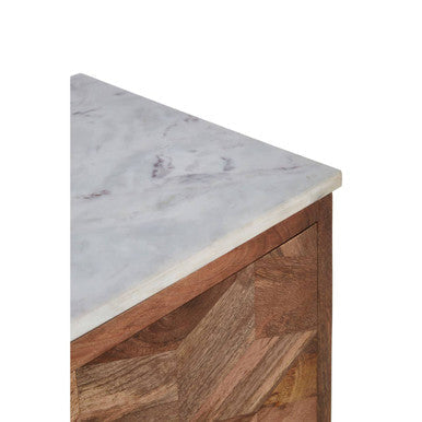 Marble and Mango Wood Geometric Design Cabinet | Nirav