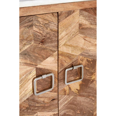 Marble and Mango Wood Geometric Design Cabinet | Nirav