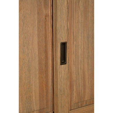 Oak Wood Tall Cabinet with Washed Grey Finish | Lyon