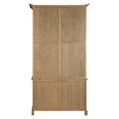 Oak Wood Tall Cabinet with Washed Grey Finish | Lyon