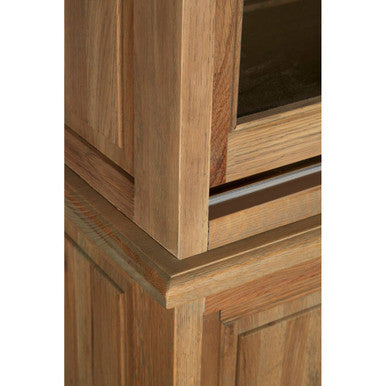 Oak Wood Tall Cabinet with Washed Grey Finish | Lyon