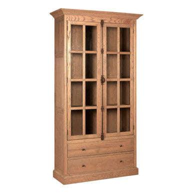 Washed Grey Finish Oak Wood Tall Cabinet | Lyon