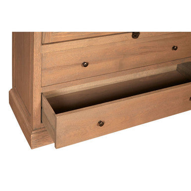 Washed Grey Finish Oak Wood Tall Cabinet | Lyon