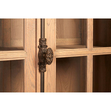 Washed Grey Finish Oak Wood Tall Cabinet | Lyon