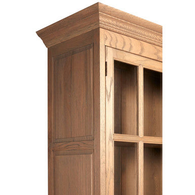 Washed Grey Finish Oak Wood Tall Cabinet | Lyon