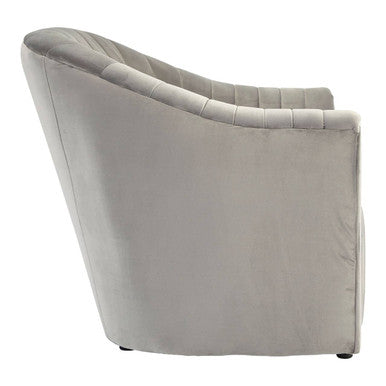 Opel Grey Velvet Armchair With Channel Tufted Detail