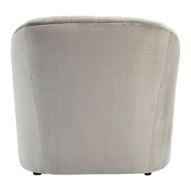Opel Grey Velvet Armchair With Channel Tufted Detail