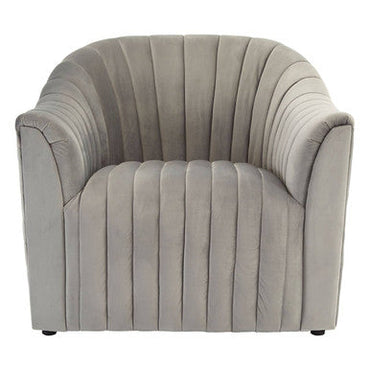 Opel Grey Velvet Armchair with Channel Tufted Detail