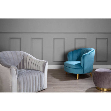 Opel Grey Velvet Armchair With Channel Tufted Detail