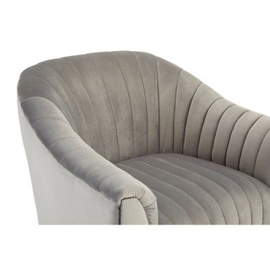 Opel Grey Velvet Armchair With Channel Tufted Detail