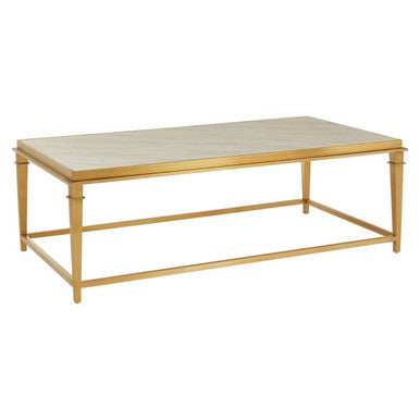 Alvaro Gold Stainless Steel Coffee Table with White Marble Top