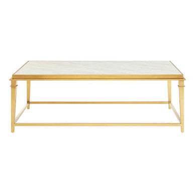 Alvaro Gold Stainless Steel Coffee Table with White Marble Top