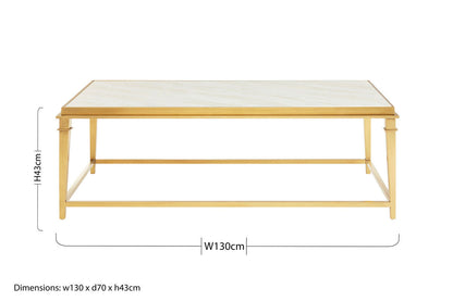 Alvaro Gold Stainless Steel Coffee Table with White Marble Top