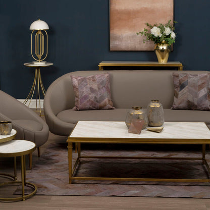 Alvaro Gold Stainless Steel Coffee Table with White Marble Top