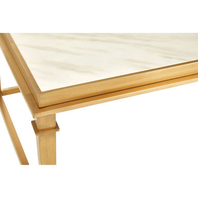 Alvaro Gold Stainless Steel Coffee Table with White Marble Top