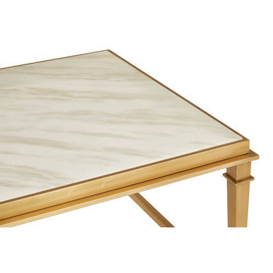 Alvaro Gold Stainless Steel Coffee Table with White Marble Top