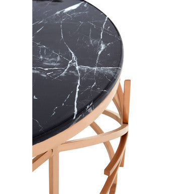 Alvaro Rose Gold Stainless Steel Coffee Table with Black Marble Top