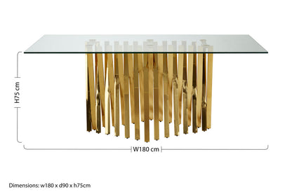 Arezzo Clear Glass Small Dining Table with Gold Finish Base