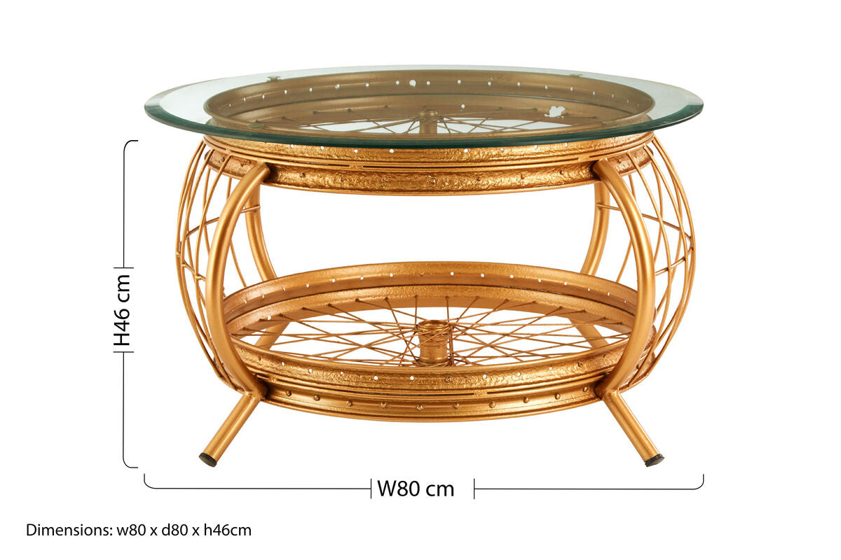 Clear Glass Top Coffee Table with Gold Finish Bamboo and Iron Frame | Mantis
