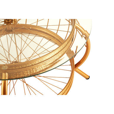Clear Glass Top Coffee Table with Gold Finish Bamboo and Iron Frame | Mantis