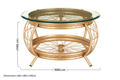 Clear Glass Top Coffee Table with Champagne Gold Finish Bamboo and Iron Frame | Mantis