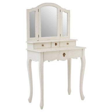 Loire White Dressing Table With Adjustable Mirror
